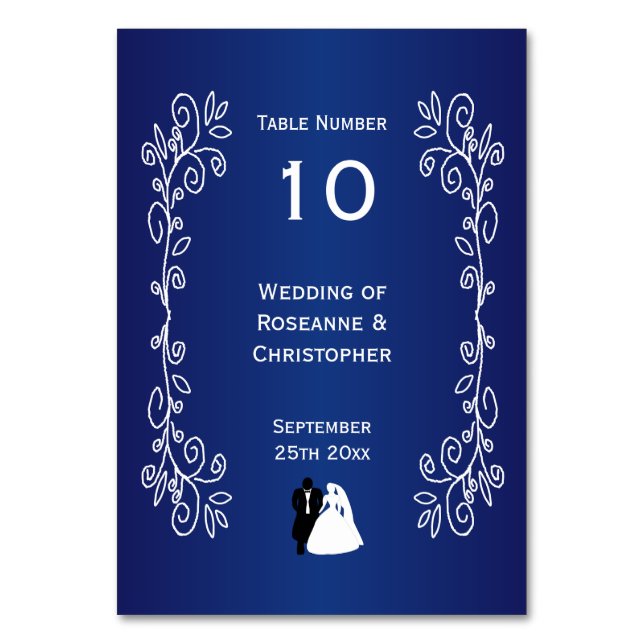 Número de mesa del boda Royal Blue Bride Groom (Anverso)