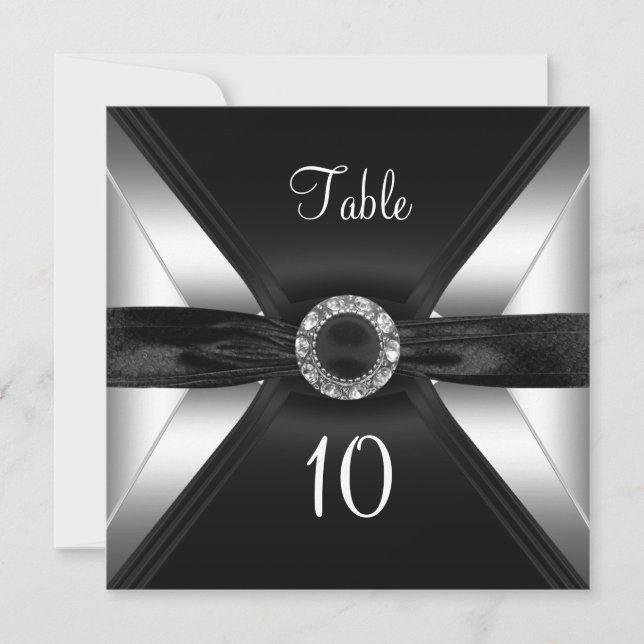 Número de Mesa Diamante Joya Negro Blanco Plata (Anverso)