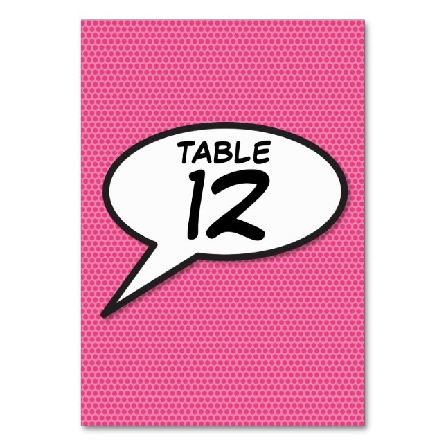 Número de mesa divertido de arte pop de cómic retr (Anverso)
