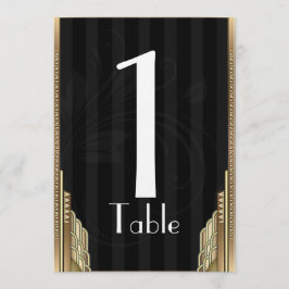 Número de Mesa Dorado Art Deco con Franjas