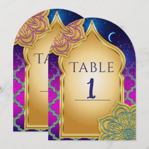 Número de mesa dorado glamouroso noites árabes da 