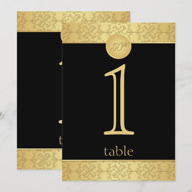 Número de Mesa Elegant Gold 50 Aniversario (Anverso / Reverso)