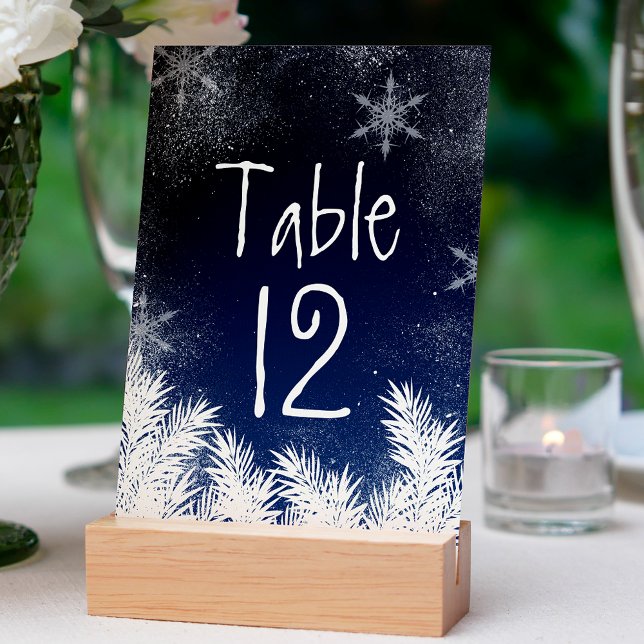 Número de mesa Elegante Boda de copo de nieve azul (Subido por el creador)