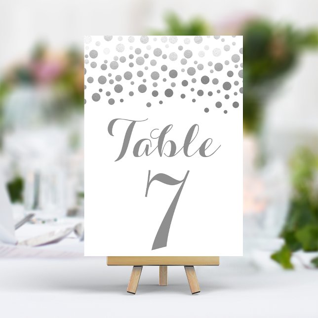 Número de mesa elegante de boda con confeti de pla (Subido por el creador)