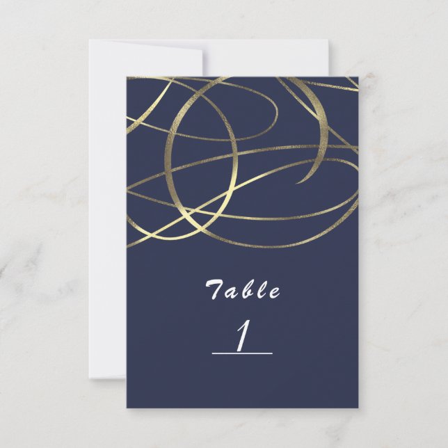 Número de mesa elegante de oro falso y cualquier c (Anverso)