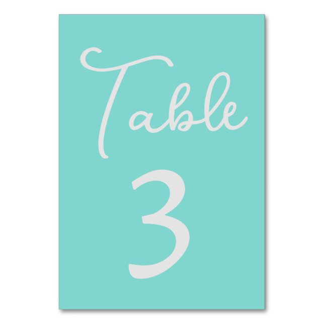 Número de mesa elegante en Aqua (Anverso)