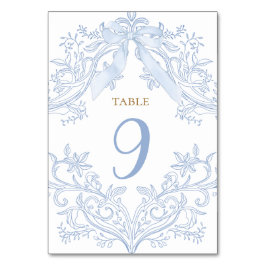 número de mesa elegante lazo azul acuarela