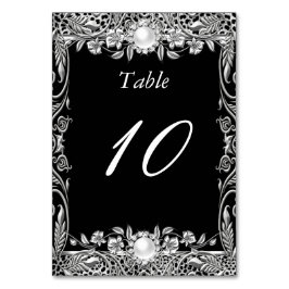 Número de mesa elegante Leopard Black Silver Pearl