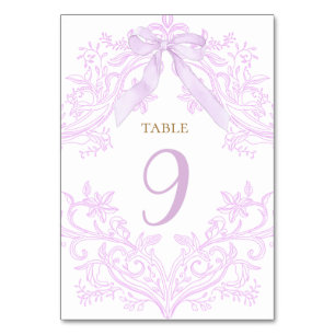 número de mesa elegante lila púrpura acuarela