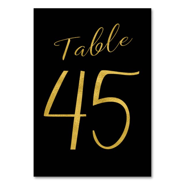 Número de mesa elegante negro con brillo dorado de (Anverso)