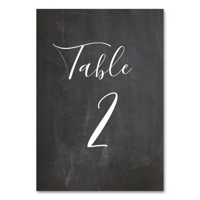 Número de mesa en pizarra. Boda gris moderna (Anverso)
