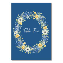 Número de Mesa Flor de Índigo y Amarillo