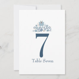 Número de Mesa Floral Azul Polvoriento Personaliza