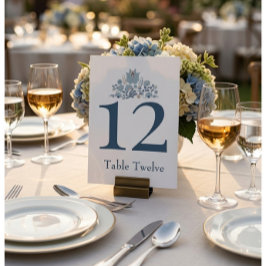 Número de mesa floral azul polvoriento personaliza