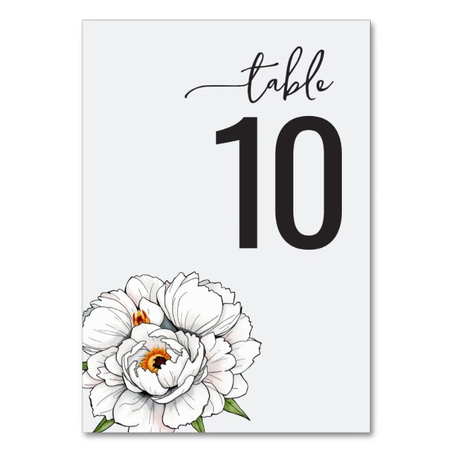 Número de Mesa Floral Blanco Elegante (Anverso)