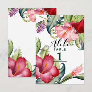 Número de mesa floral botánico tropical aloha