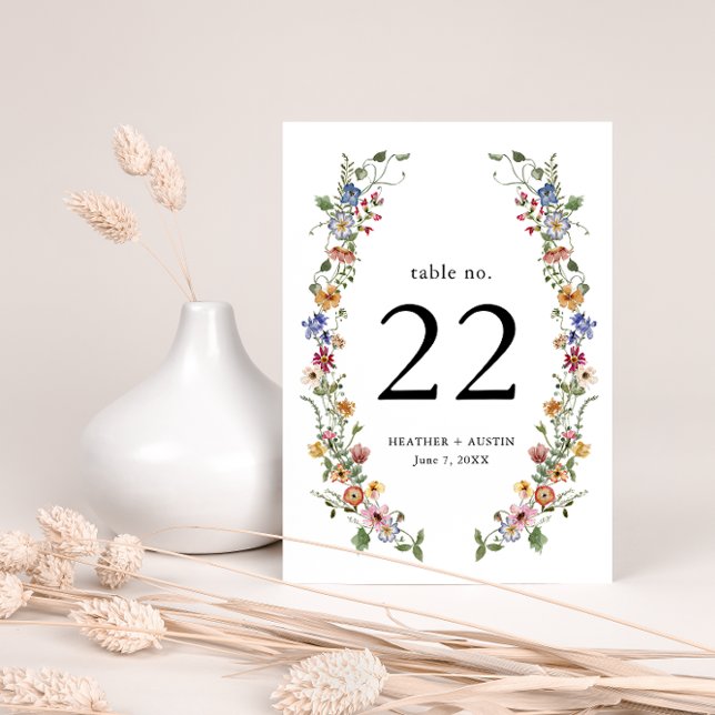 Número de Mesa Floral Colorido (Colorful Wildflower Wedding Invitation and Gifts Collection by Painted Paperie
)