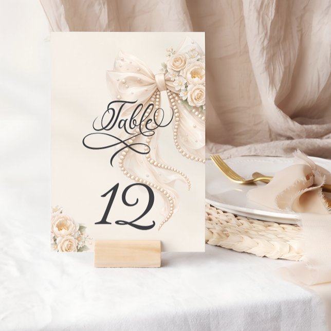 Número de mesa floral con lazo elegante (Subido por el creador)