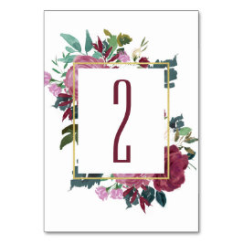 Número de mesa floral de Borgoña. Boda de color vi