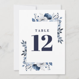 Número de mesa floral de la Marina Blue Elegant Co