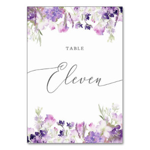 Número de mesa floral de lavanda Once