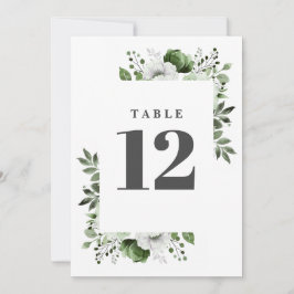 Número de mesa floral de Olive Green Elegant Count