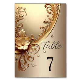 Número de mesa floral dorado ornamentado