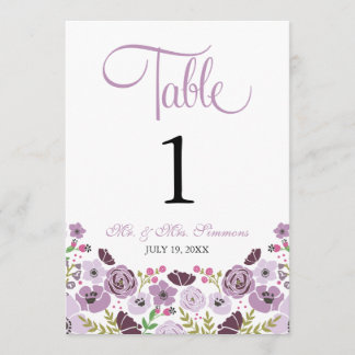 Número de mesa floral | Púrpura