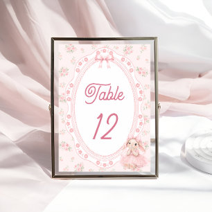 Número de mesa floral rosa conejito