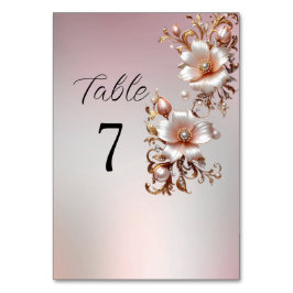 Número de mesa floral rosa decorativo
