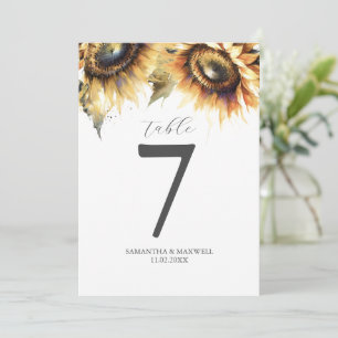 Número de Mesa Girasoles Acuarela