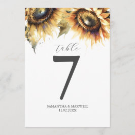 Número de Mesa Girasoles Acuarela