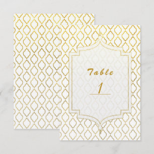 Número de mesa glam árabe marroquí dorado y blanco