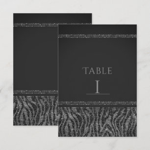 Número de mesa Glam Chic Negro Plateado con Brillo