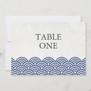 Número de mesa grande de olas estilizadas japonesa