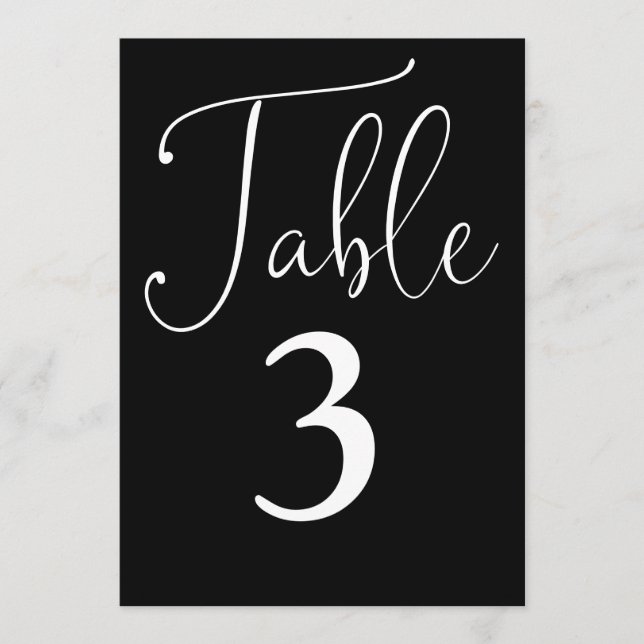 Número de mesa grande simple negro y blanco elegan (Anverso)