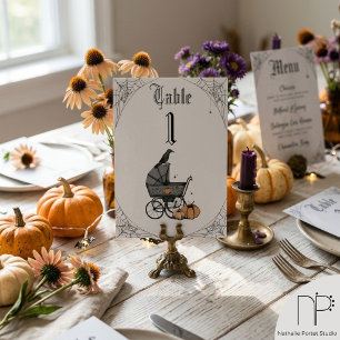 Número de mesa gris claro para baby shower de Hall