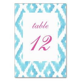 Número de mesa Ikat azul turquesa