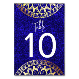 Número de Mesa Mandala Azul y Dorado