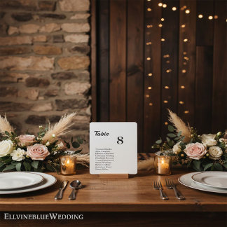 Número de Mesa Minimalista e Lista de Invitados In