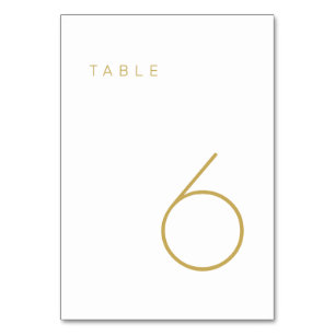 Número de mesa Minimalista moderna de oro y blanco