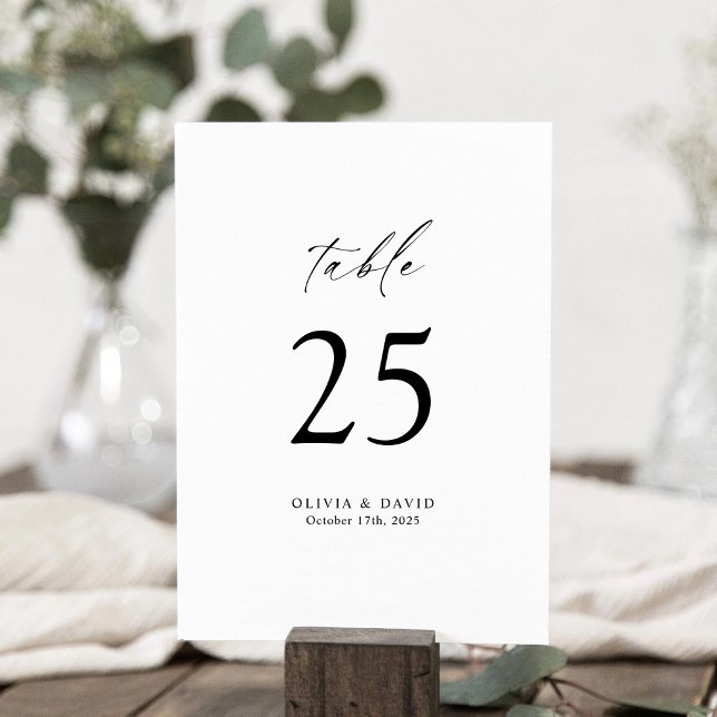 Número de mesa minimalista moderno a doble cara (Elegant Minimalist Table Number Card)