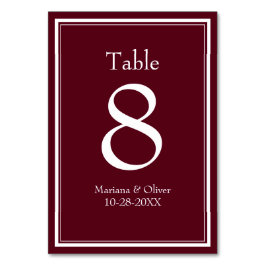 Número de mesa minimalista moderno burgundy