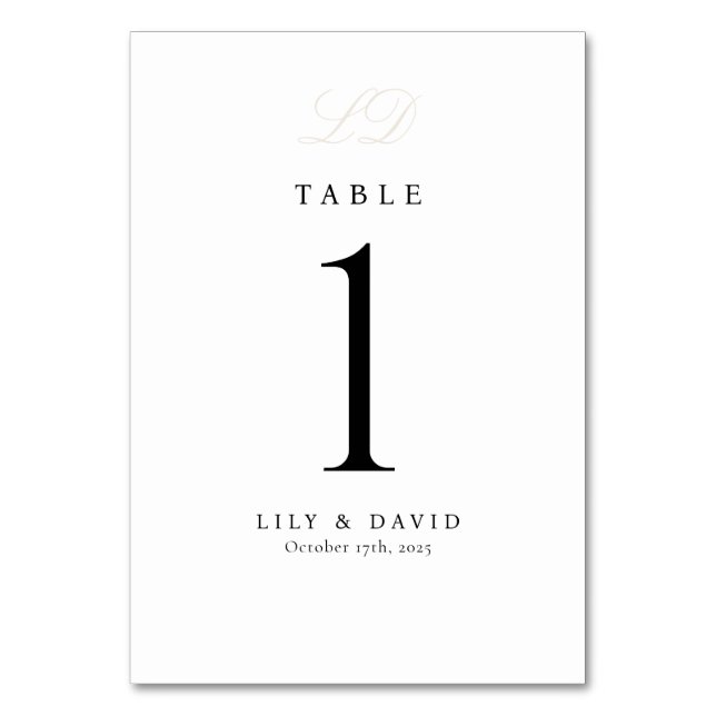 Número de mesa moderno con monograma (Anverso)