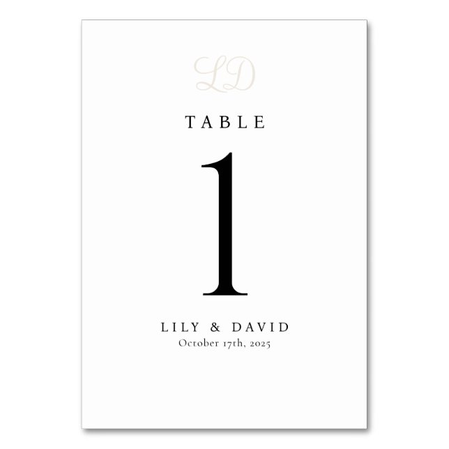 Número de mesa moderno con monograma (Anverso)