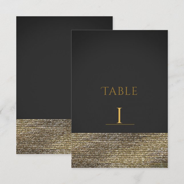 Número de mesa moderno glamuroso gris y dorado con (Anverso / Reverso)