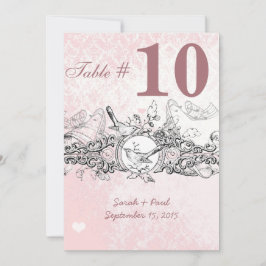 Número de mesa musical rosa de pájaro vintage de b