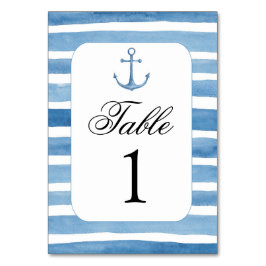 Número de mesa náutico. Boda de playa. Números azu