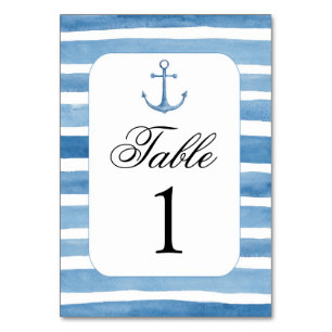 Número de mesa náutico. Boda de playa. Números azu