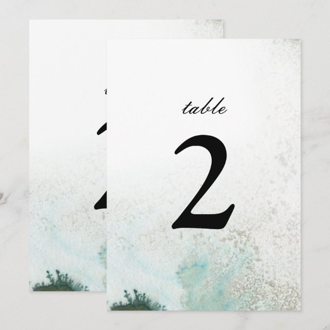 Número de Mesa Ombre Watercolor | VERDE (Anverso / Reverso)